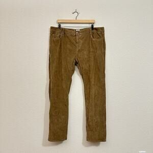 FAHERTY Corduroy Pants Brown Straight Leg Stretch 5-Pocket Chino Retro